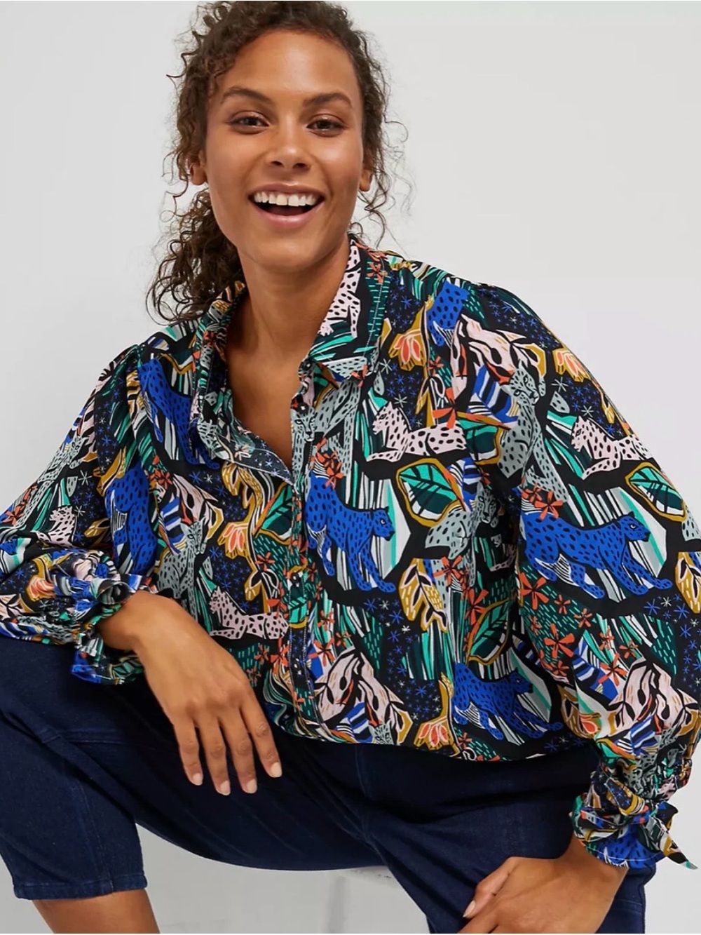 Anthropologie Maeve Masha Volnova Carmiel Button Down US14 Leopard Blouse Shirt